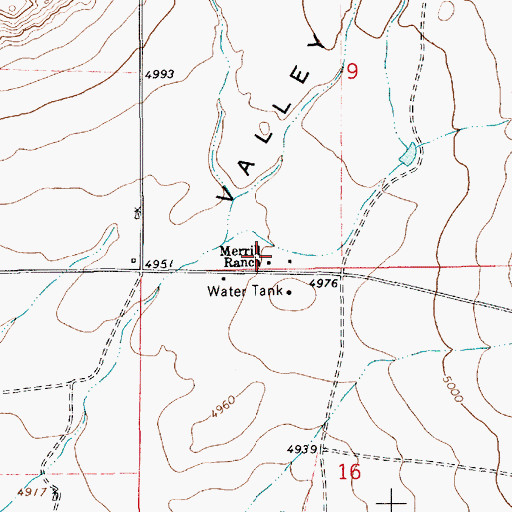 Topographic Map of Merrill Ranch, NM