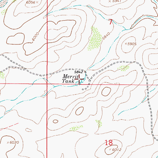 Topographic Map of Merrit Tank, NM