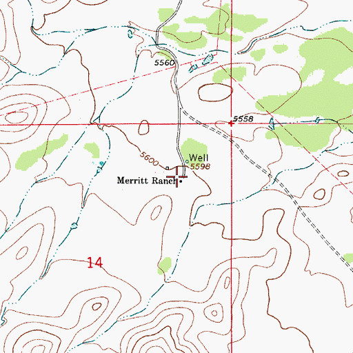 Topographic Map of Merritt Ranch, NM