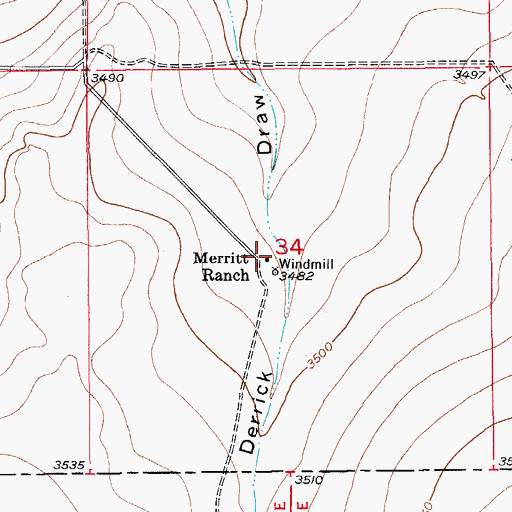 Topographic Map of Merritt Ranch, NM