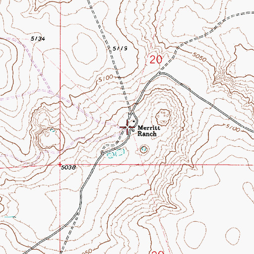 Topographic Map of Merritt Ranch, NM