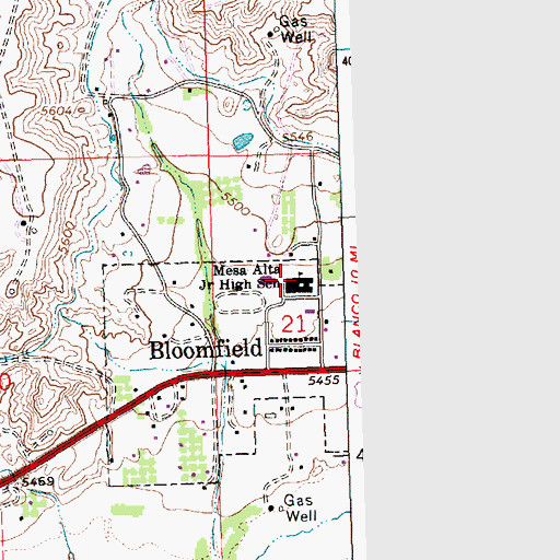 Topographic Map of Mesa Alta Junior High School, NM