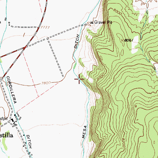 Topographic Map of Mesa Ditch, NM