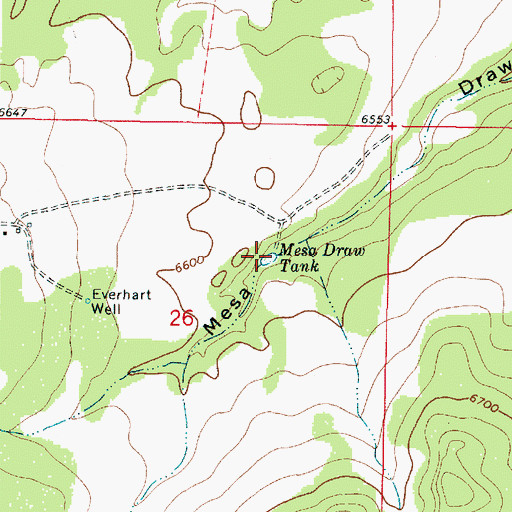 Topographic Map of Mesa Draw Tank, NM