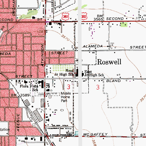 Topographic Map of Mesa Junior High School, NM