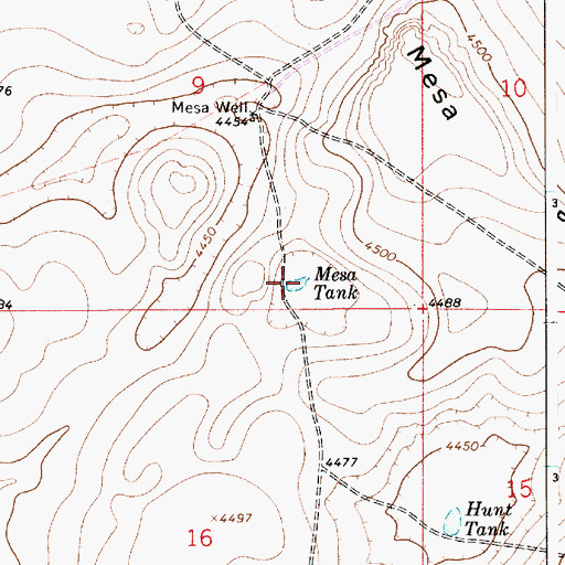 Topographic Map of Mesa Tank, NM