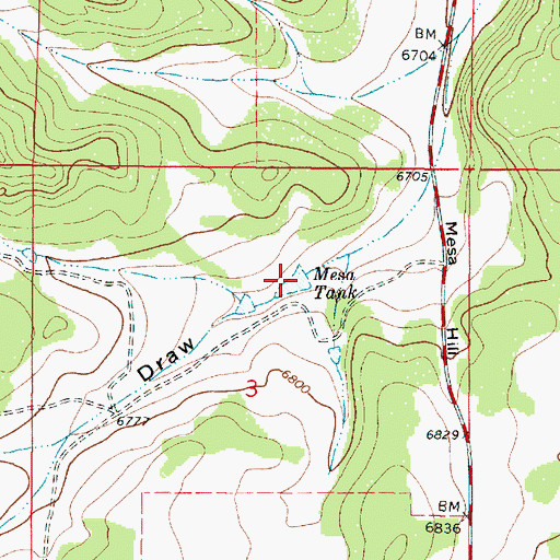Topographic Map of Mesa Tank, NM