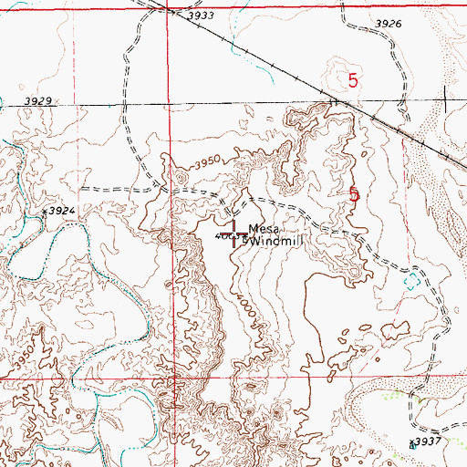 Topographic Map of Mesa Windmill, NM
