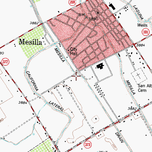 Topographic Map of Mesilla Drain, NM