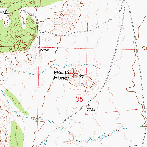 Topographic Map of Mesita Blanca, NM