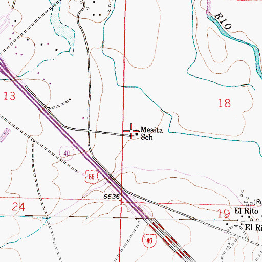 Topographic Map of Mesita School, NM