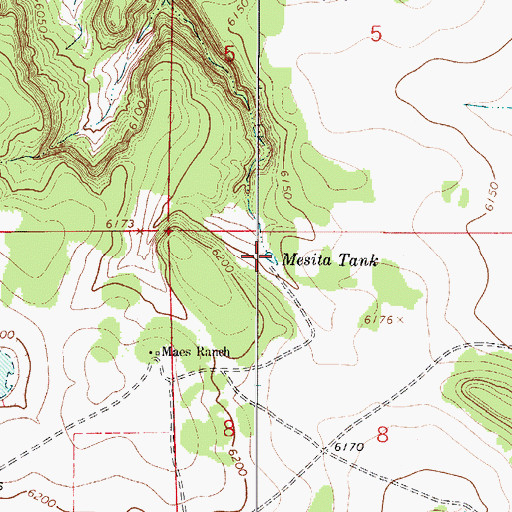Topographic Map of Mesita Tank, NM