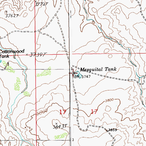 Topographic Map of Mesquital Tank, NM