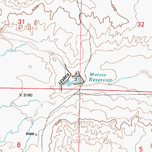 Topographic Map of Metate Reservoir, NM
