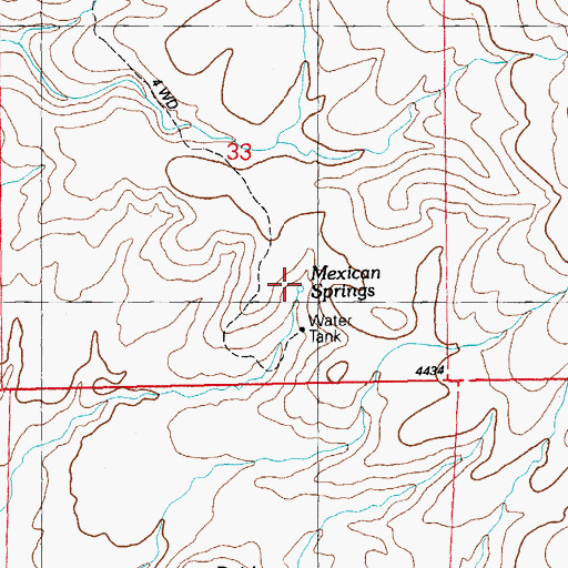Topographic Map of Mexican Springs, NM