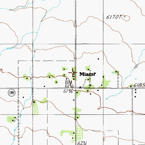 Topographic Map of Miami, NM