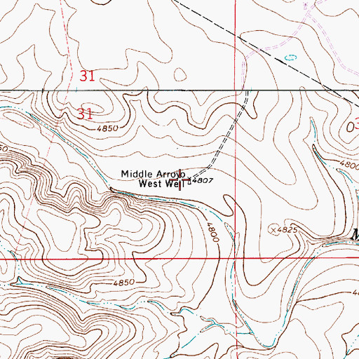 Topographic Map of Middle Arroyo West Well, NM
