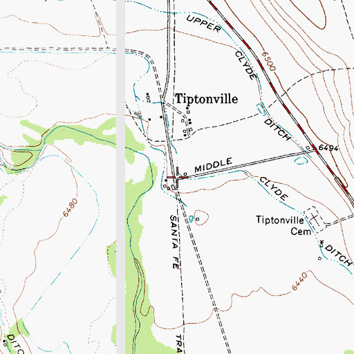 Topographic Map of Middle Clyde Ditch, NM