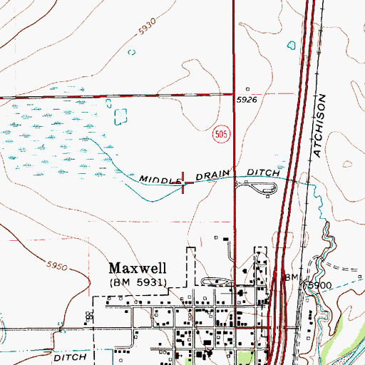 Topographic Map of Middle Drain Ditch, NM