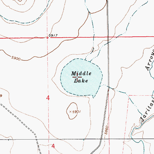 Topographic Map of Middle Lake, NM