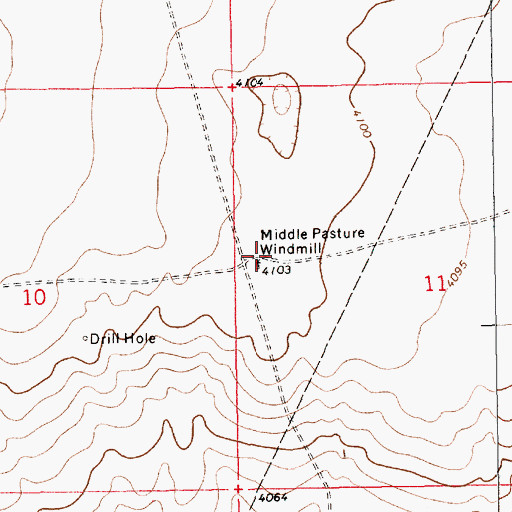 Topographic Map of Middle Pasture Windmill, NM