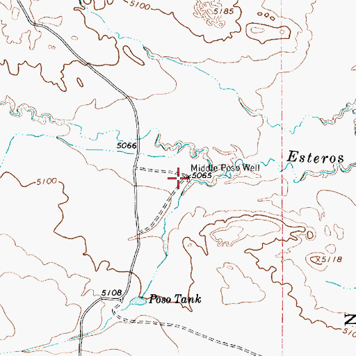 Topographic Map of Middle Poso Well, NM