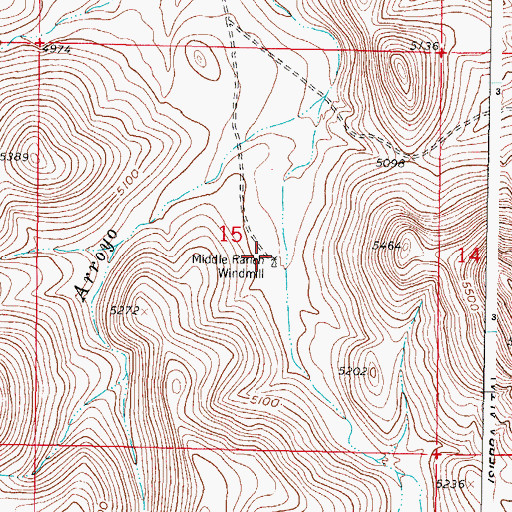 Topographic Map of Middle Ranch Windmill, NM