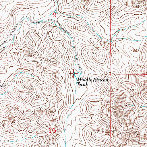 Topographic Map of Middle Rincon Tank, NM