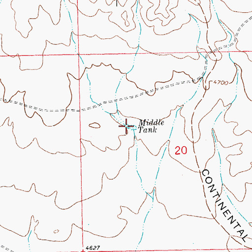 Topographic Map of Middle Tank, NM