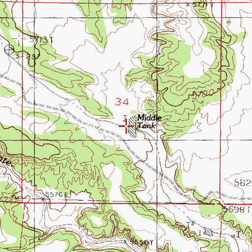 Topographic Map of Middle Tank, NM