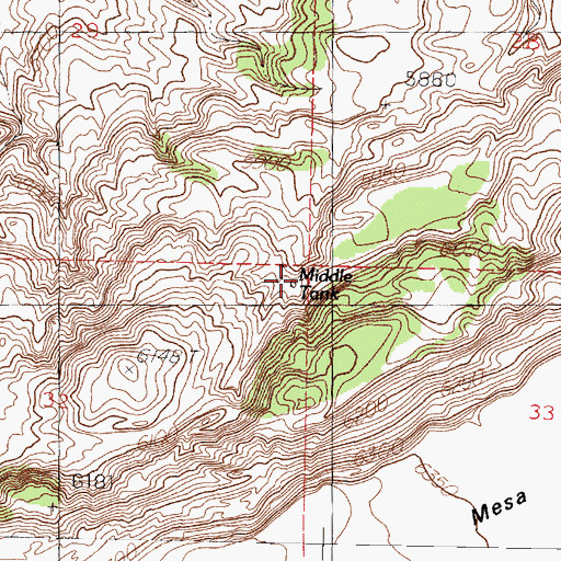 Topographic Map of Middle Tank, NM