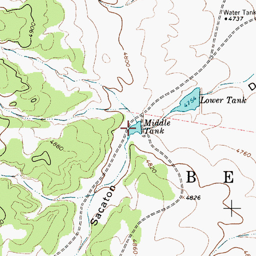 Topographic Map of Middle Tank, NM
