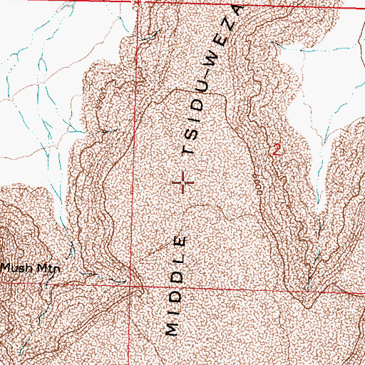 Topographic Map of Middle Tsid-weza, NM