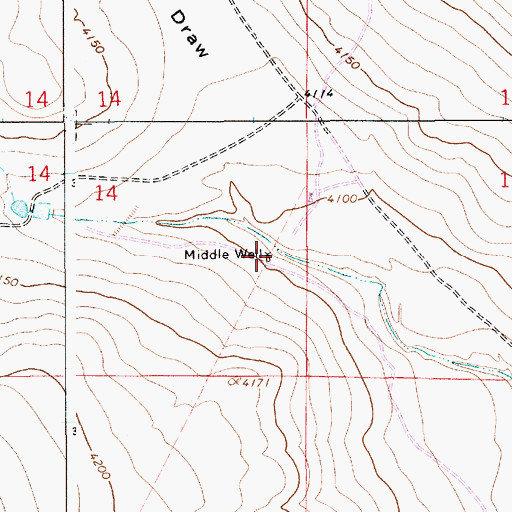 Topographic Map of Middle Well, NM