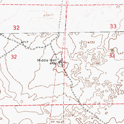 Topographic Map of Middle Well, NM