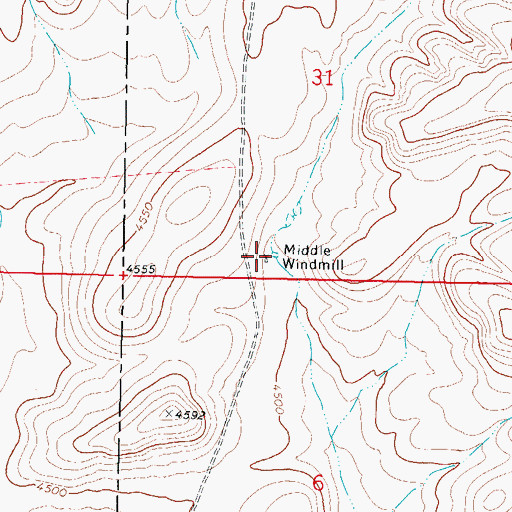 Topographic Map of Middle Windmill, NM