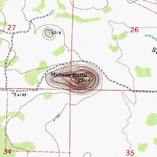 Topographic Map of Midway Butte, NM