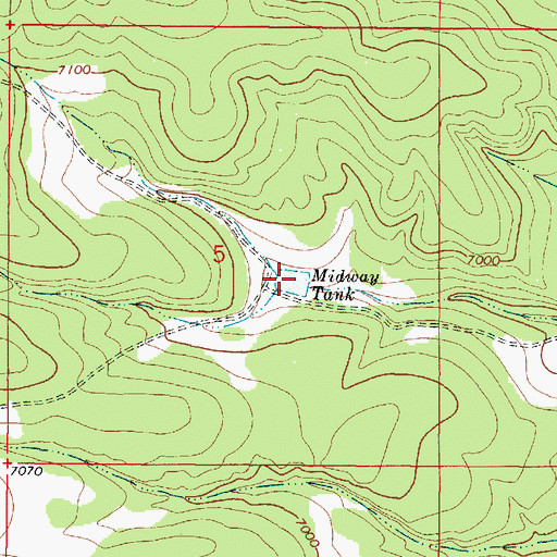 Topographic Map of Midway Tank, NM