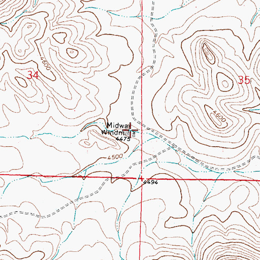 Topographic Map of Midway Windmill, NM