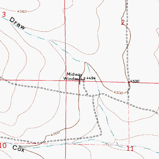 Topographic Map of Midway Windmill, NM