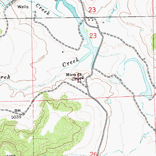 Topographic Map of Miera Church, NM