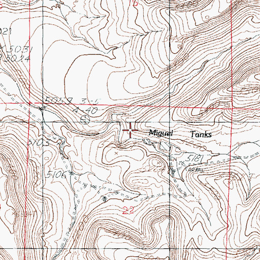 Topographic Map of Miguel Tanks, NM