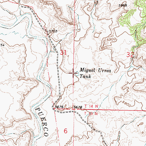 Topographic Map of Miguel Urrea Tank, NM