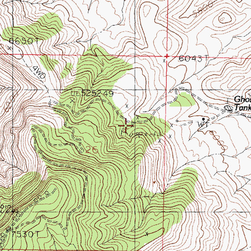 Topographic Map of Mikes Camp Mine, NM