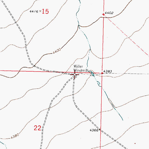 Topographic Map of Miller Windmill, NM
