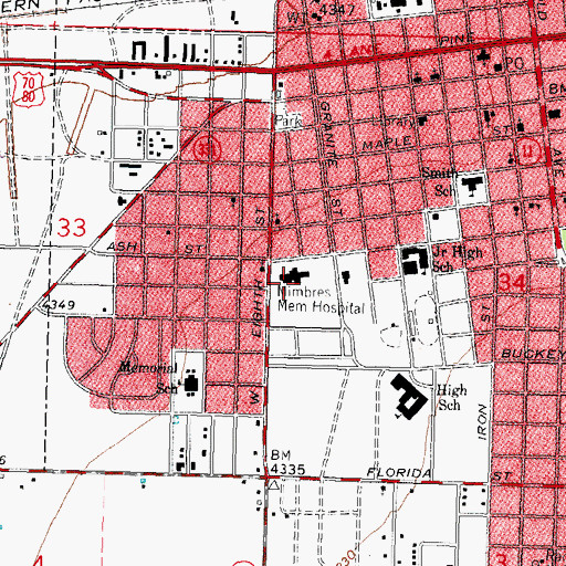Topographic Map of Mimbres Memorial Hospital and Nursing Home, NM
