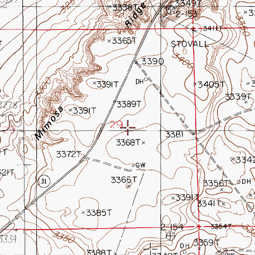 Topographic Map of Mimosa Ridge, NM