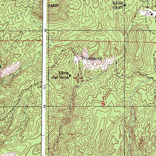 Topographic Map of Mina de Terra Mine, NM
