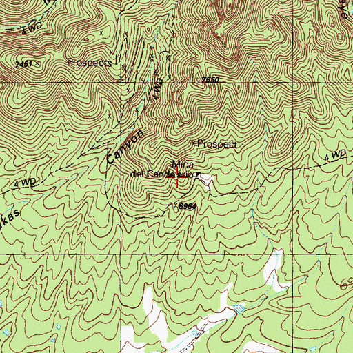 Topographic Map of Mine del Candelario, NM