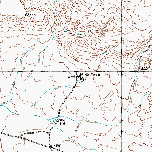 Topographic Map of Mine Shaft Mill, NM